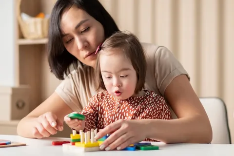 women playing with her daughter